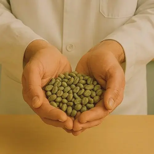 Groene koffiebonen testen op kwaliteit